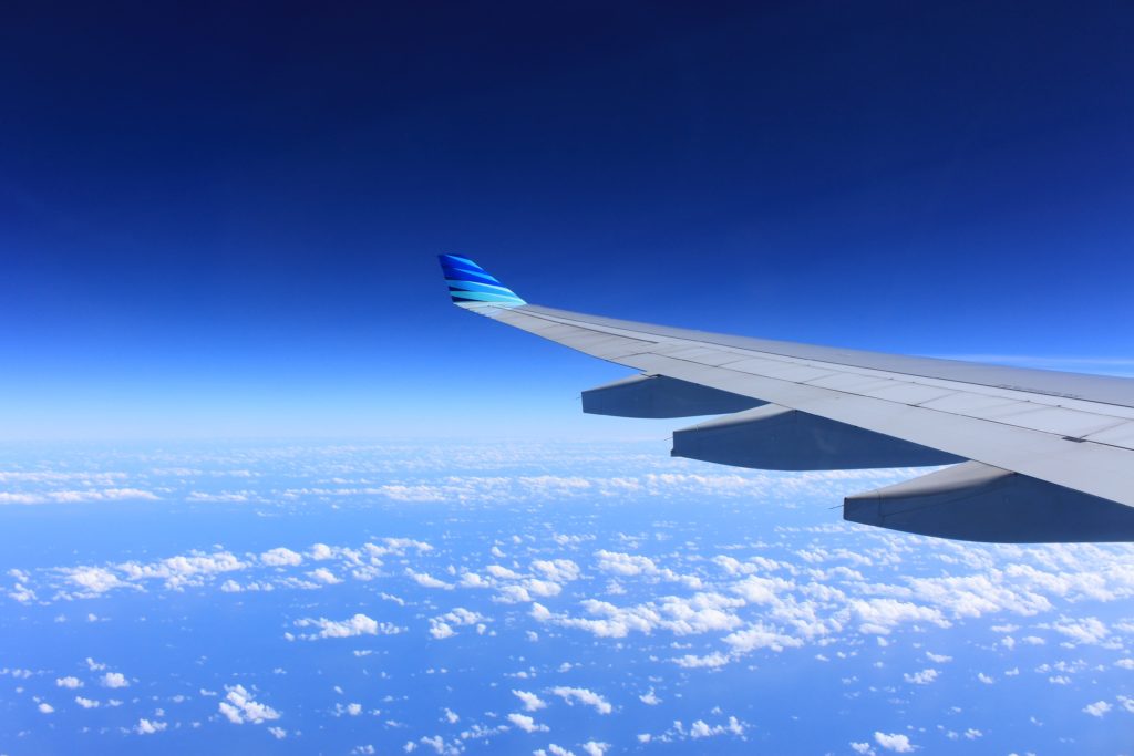 Wing of an Airplane traveling