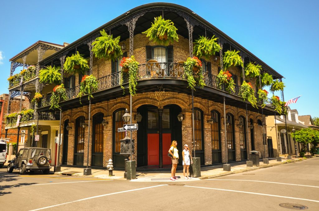 Corner Street in the French Quarter New Orleans Louisiana