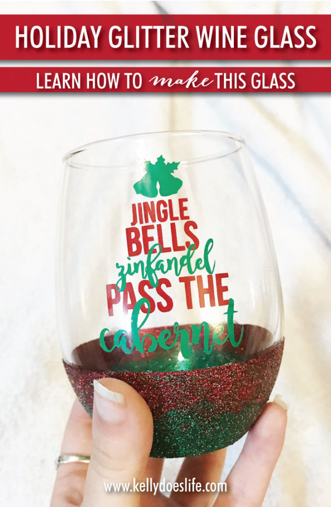 DIY Holiday Glitter Wine Glass