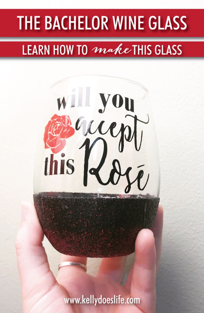 DIY Bachelor Glitter Wine Glass